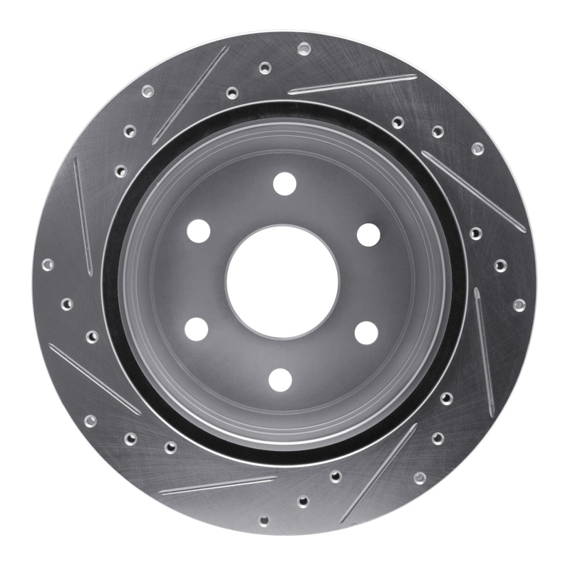 Cadillac Escalade Brake Rotor (1) - Rear Right - R1 Concepts - Drilled & Slotted - Silver - `00-`14